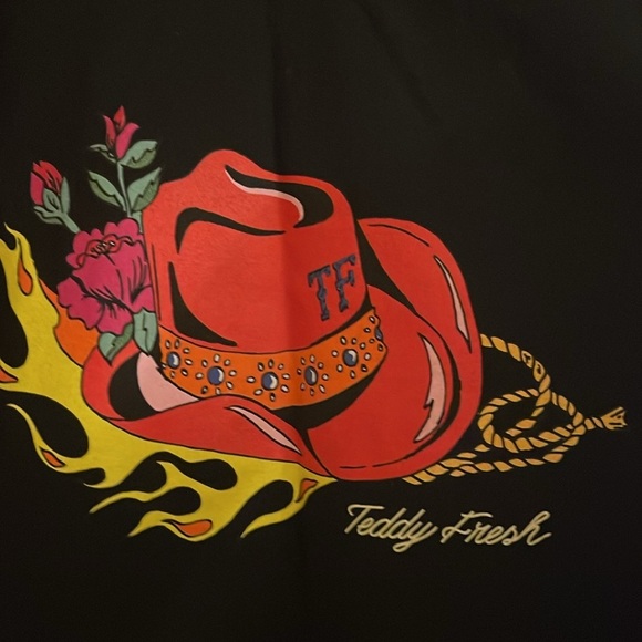 Teddy Fresh Cowboy Hat Fire Long Sleeve crewneck shirt Size small - Picture 2 of 6